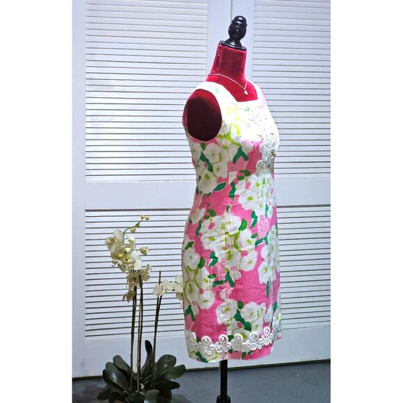 Lilly Pulitzer Women's 100% Cotton Floral Pattern Adeleson Shift Dress Sz 4 2445 - Picture 2 of 12